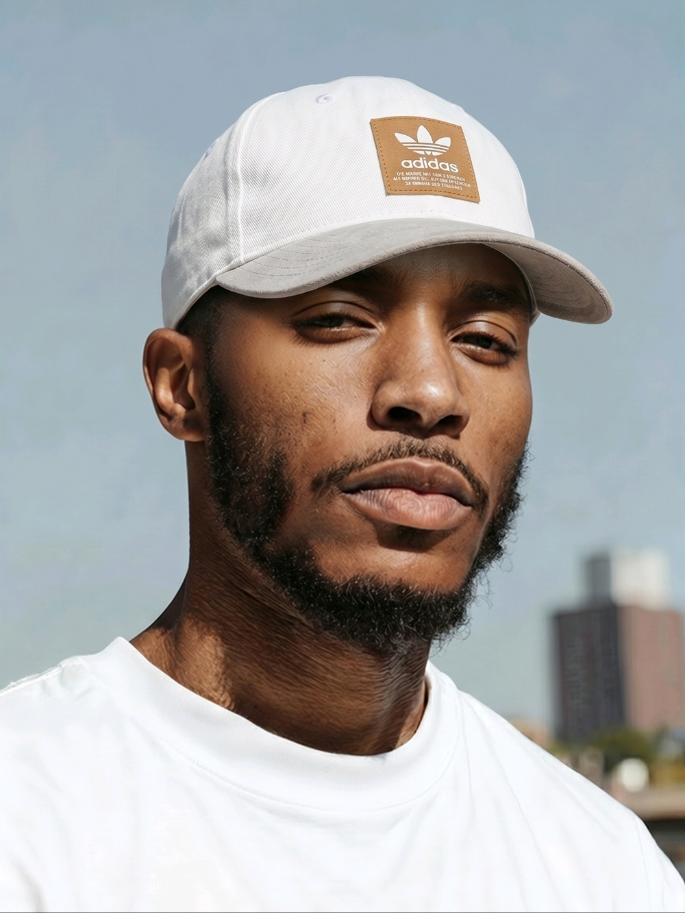 BRAND New Never Worn Adidas White and Gray Hat with Brown Patch